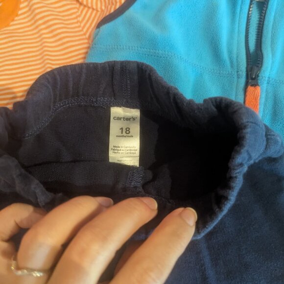 3-Piece Carter's Colorful Layers Blue and Orange Zip-up Fleece Vest - Picture 12 of 13